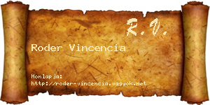 Roder Vincencia névjegykártya